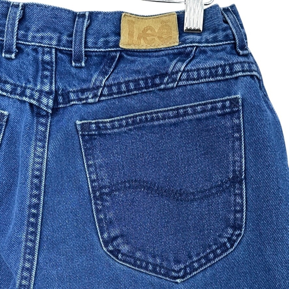 VTG Lee High‎ Waisted Tapered Leg Mom Jeans Medium Wash Blue Denim 28x30 12R 90s